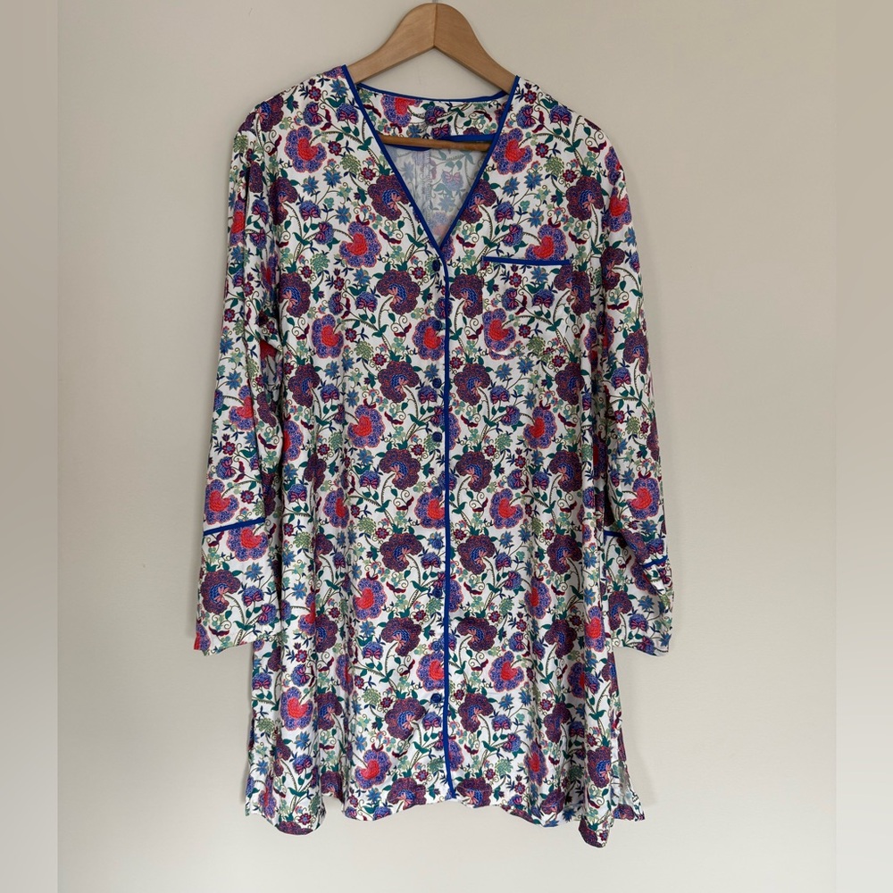 Summersalt The Cloud 9 Boyfriend Sleep Shirt Scroll Block Print Violet & Lava L